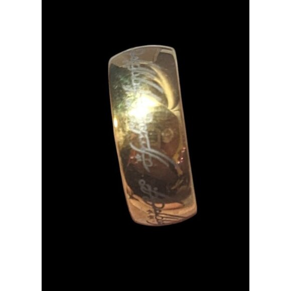 Whimsical Fantasy Lord Of The Rings Heavy Gold Tone Engraved One Ring Size 6 - Picture 8 of 14